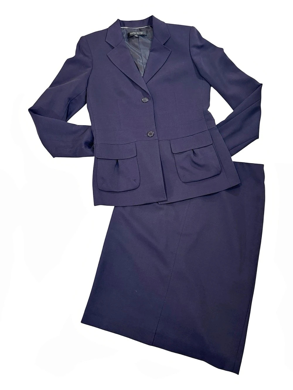Anne Klein Skirt Suit & Jacket, Sz 8, Coord Set, Navy Blue, Blazer Pencil Skirt